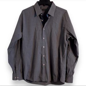 Jared Lang 2XL Men’s Flip Cuff Collar Button Down Shirt Dark Gray Long Sleeve